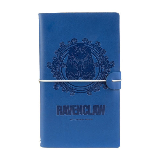 Vue de face du carnet de voyage Harry Potter Ravenclaw avec couverture en simili cuir bleu