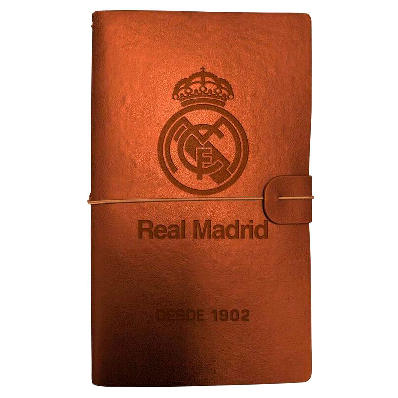Carnet de voyage Real Madrid ERIK fermé avec couverture souple en polyuréthane et élastique de fermeture