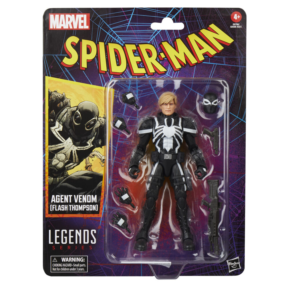 Vue rapprochée du visage de la figurine Agent Venom Spider-Man