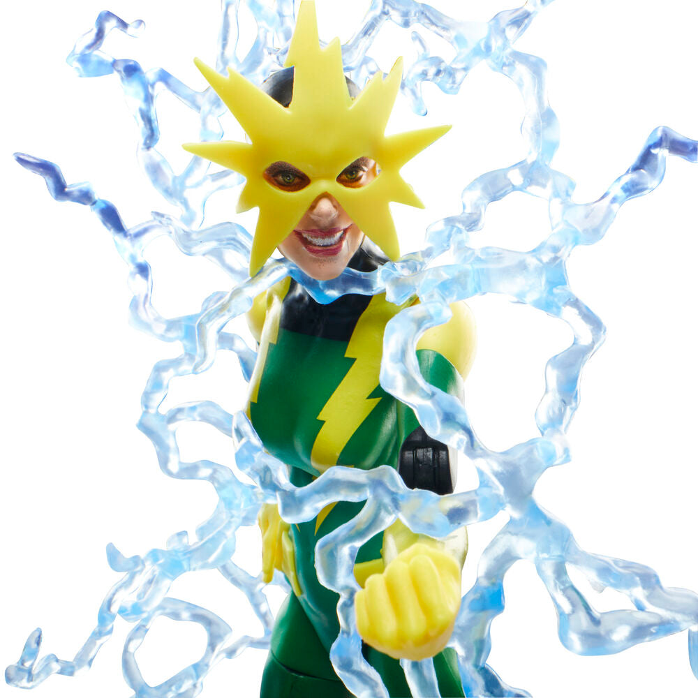 Vue latérale de la figurine Electro Francine Frye montrant les détails du costume