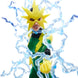 Vue latérale de la figurine Electro Francine Frye montrant les détails du costume
