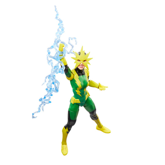 Figurine Marvel Electro Francine Frye posée sur un socle de présentation