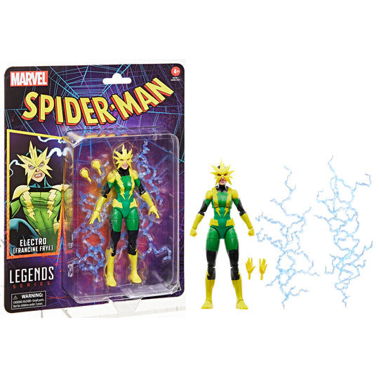 Figurine Marvel Spider-Man Electro Francine Frye en pied sur fond blanc