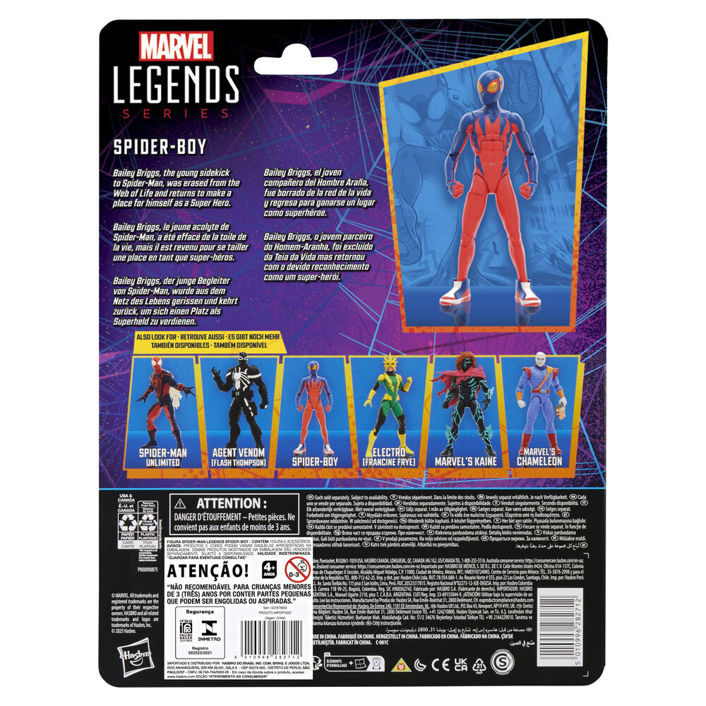 Comparaison de taille de la figurine Spider-Boy Marvel avec une main pour échelle