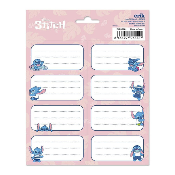 Lot complet de 16 étiquettes adhésives Disney Stitch disposées en éventail
