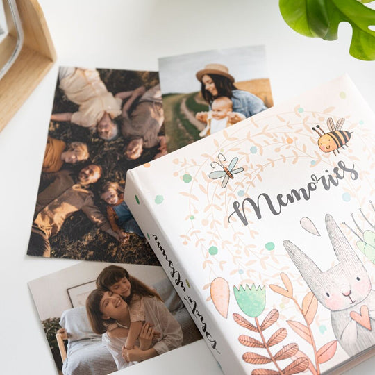 Album ouvert affichant plusieurs photos bien rangées dans les pochettes