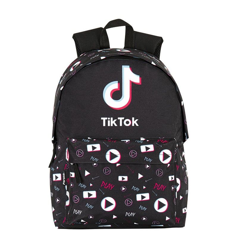 Sac à dos Tik Tok PERONA vue de face avec fermeture éclair principale fermée et design moderne