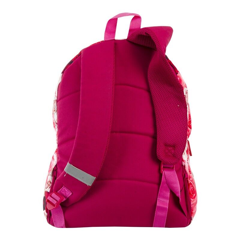 Sac à dos Roses PERONA porté sur le dos, montrant les bretelles ajustables