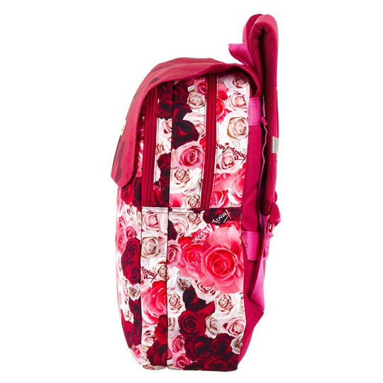 Détail des deux compartiments zippés du sac à dos Roses PERONA pour un rangement organisé