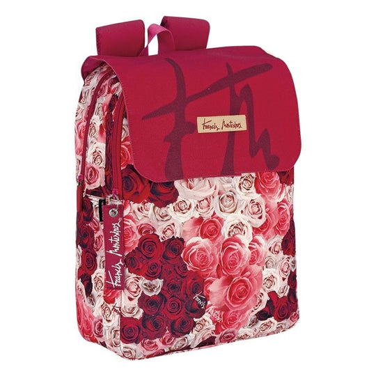 Sac à dos Roses PERONA 42cm avec vue de face montrant le motif floral distinctif