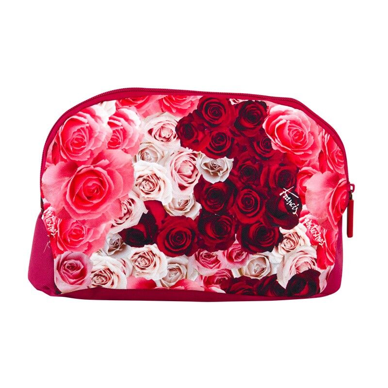 Vanity case Roses PERONA vu de face avec fermeture zippée sur le dessus