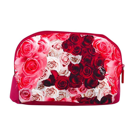 Vanity case Roses PERONA vu de face avec fermeture zippée sur le dessus