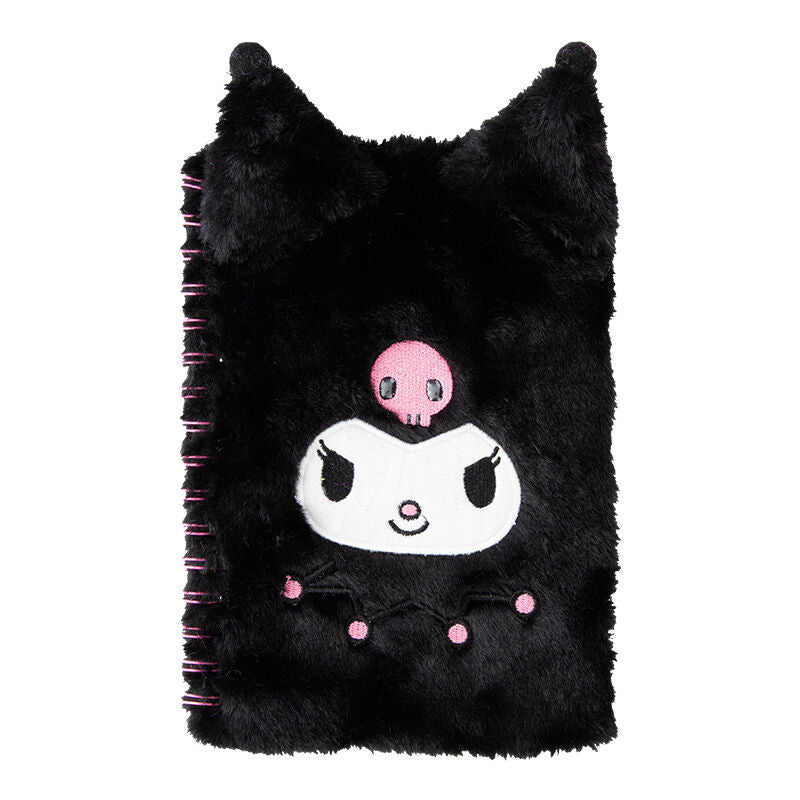 Vue du cahier A5 Hello Kitty Kuromi ouvert montrant les pages blanches prêtes à être remplies