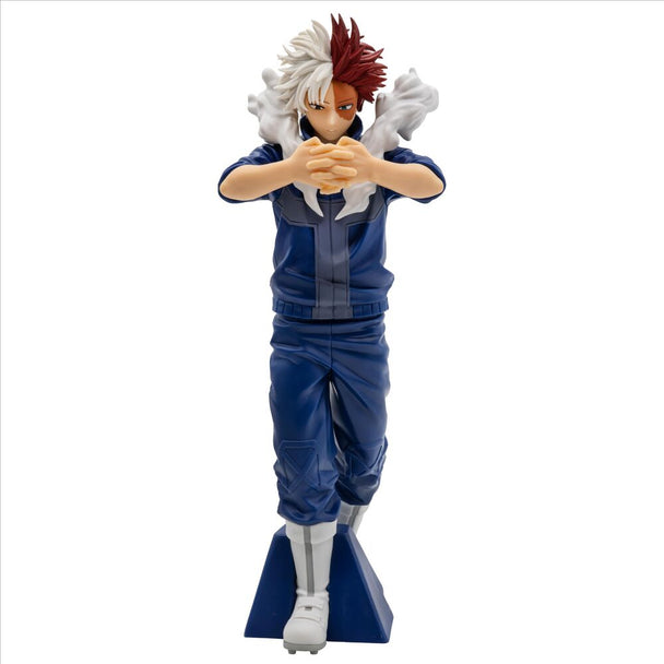 Figurine Shoto Todoroki de My Hero Academia en position dynamique, vue de face