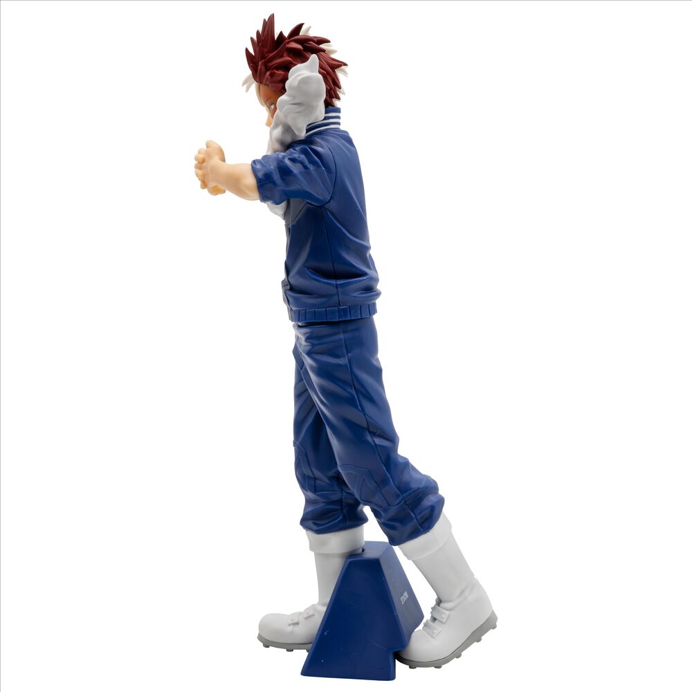 Profil gauche de la figurine Shoto Todoroki montrant les détails du costume