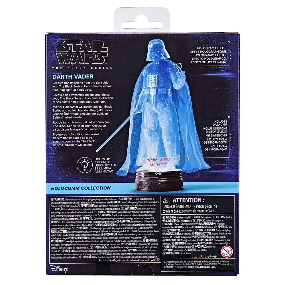 Figurine Star Wars Darth Vader Holocomm illuminée avec effet holographique en action