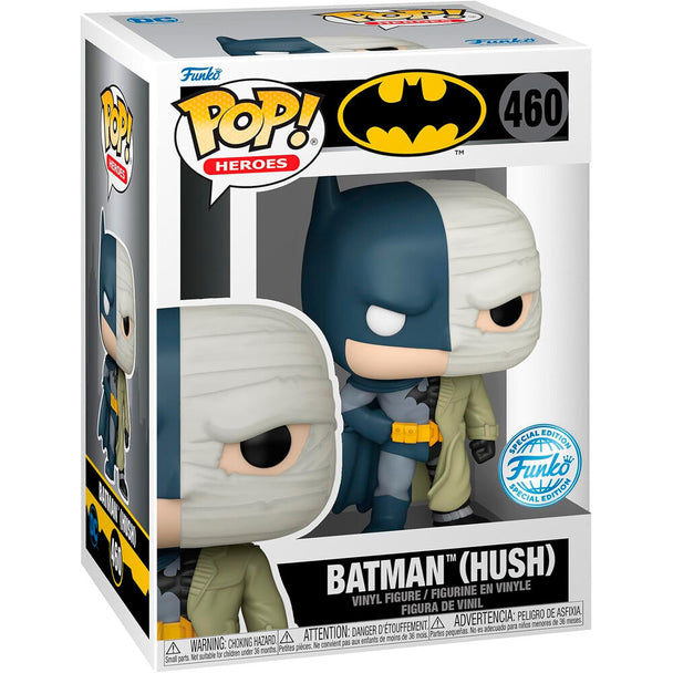 Vue rapprochée de la figurine Funko POP Batman Hush exclusive avec détails soignés et couleurs vives