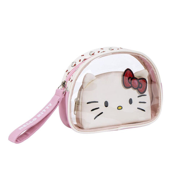 Set de voyage Hello Kitty 2 vanity case CERDÁ vue d'ensemble avec design rose et blanc