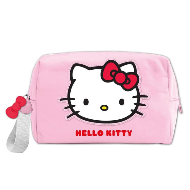 Trousse de toilette Hello Kitty CERDÁ compacte rose avec fermeture éclair, dimensions 13x20x9,5cm