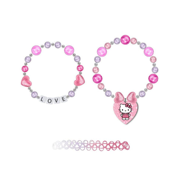 Zoom sur le collier Hello Kitty CERDÁ avec pendentif coloré et bracelet assorti pour enfants