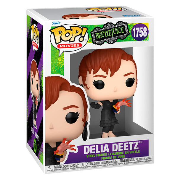 Figurine Funko POP Beetlejuice Delia Deetz en vinyle de 9 cm avec boîte cadeau visible