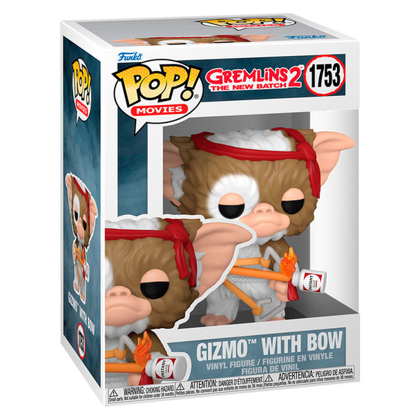 Figurine Funko POP Gizmo tenant un arc en vinyle de 9 cm dans sa boîte cadeau officielle Gremlins 2 The New Batch