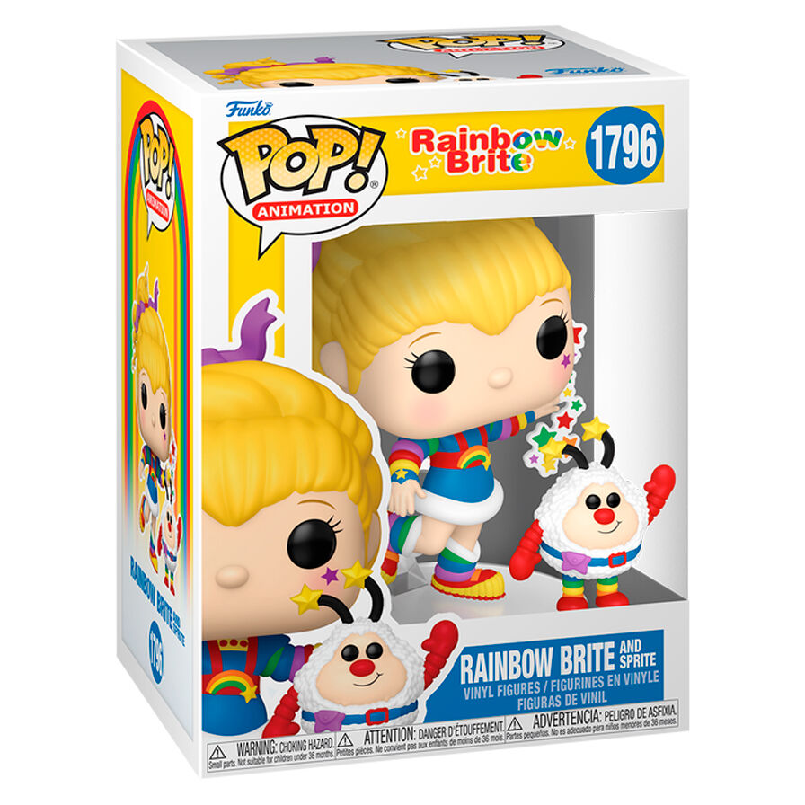 Figurine Funko POP Rainbow Brite et Sprite en vinyle de 9 cm dans sa boîte collector vue de face