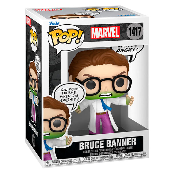 Figurine Funko POP en vinyle de Bruce Banner transformé en Hulk, hauteur 9 cm, avec détails précis de la peau verte et muscles saillants