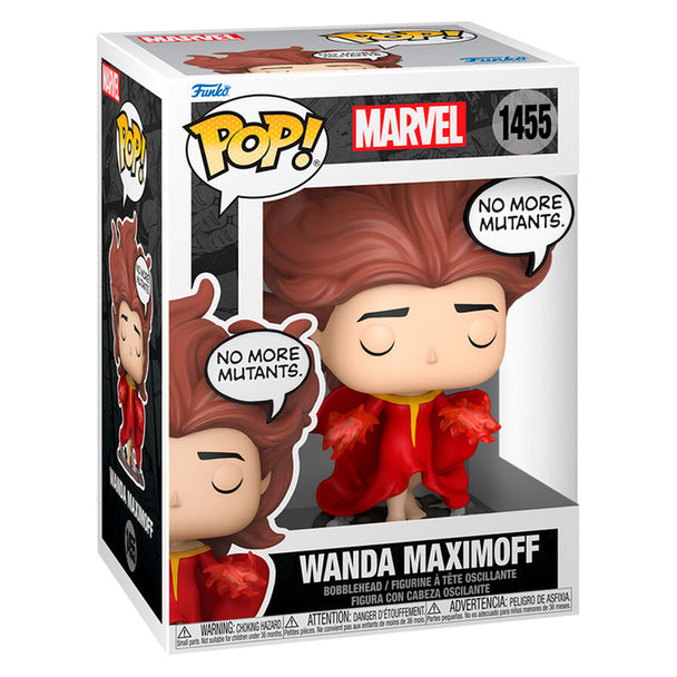Figurine Funko POP Wanda Maximoff Marvel en vinyle de 9 cm avec détails précis, présentée dans sa boîte cadeau.