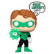 Vue rapprochée de la figurine Funko POP Green Lantern montrant les détails du costume et du visage