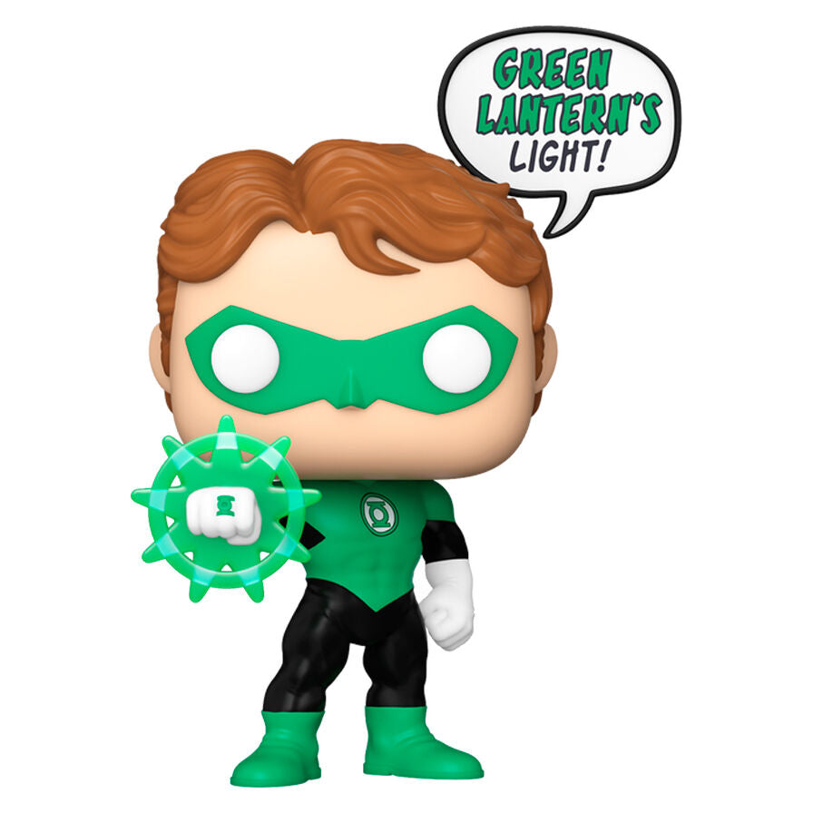Vue rapprochée de la figurine Funko POP Green Lantern montrant les détails du costume et du visage