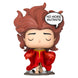 Vue rapprochée de la figurine Funko POP Wanda Maximoff Marvel, montrant les couleurs et finitions soignées.