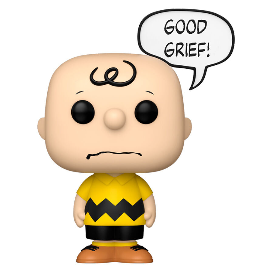 Vue détaillée de la figurine Charlie Brown Peanuts Funko POP avec couleurs vives et finition soignée