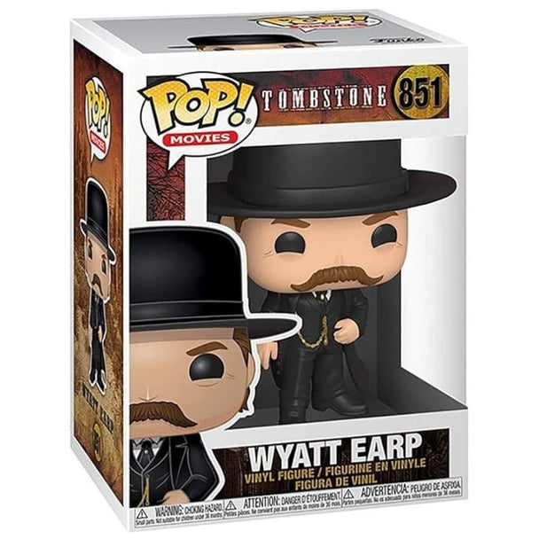Vue rapprochée de la figurine Funko POP Wyatt Earp Tombstone montrant les détails du visage et costume western