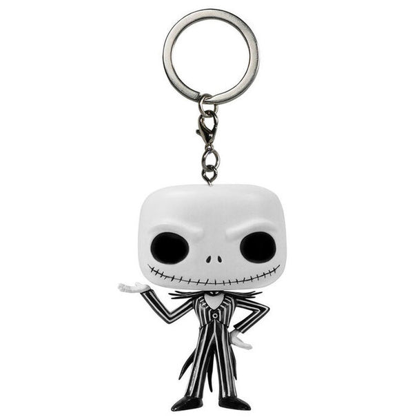 Porte-clés Pocket Pop Jack Skellington FUNKO, vue latérale montrant la taille compacte d'environ 4 cm
