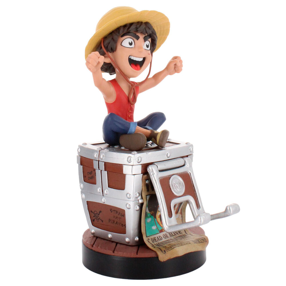 Vue latérale du support chargeur Luffy avec smartphone iPhone posé en charge