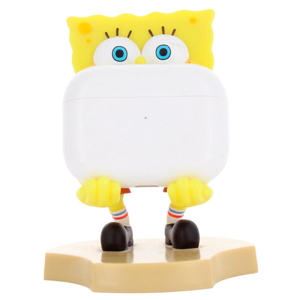 Support écouteurs Spongebob tenant un câble enroulé, démonstration d'utilisation
