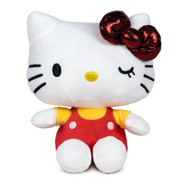 Peluche Hello Kitty 50e anniversaire de 58 cm signée PLAY BY PLAY, vue de face sur fond blanc.