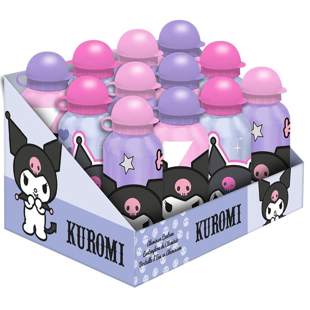 Gourde Hello Kitty Kuromi 500ml en aluminium avec design coloré sur fond blanc