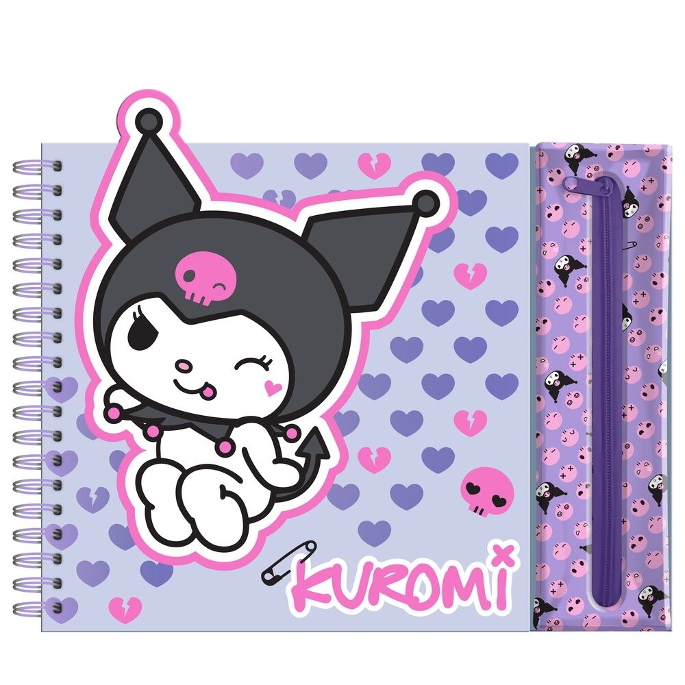 Vue du set de coloriage Hello Kitty et Kuromi avec couverture colorée et personnages emblématiques Sanrio