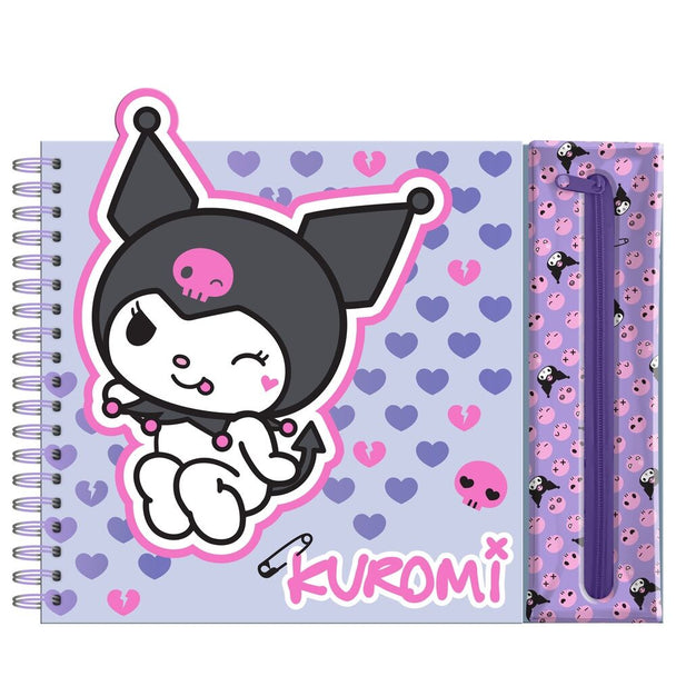 Vue du set de coloriage Hello Kitty et Kuromi avec couverture colorée et personnages emblématiques Sanrio