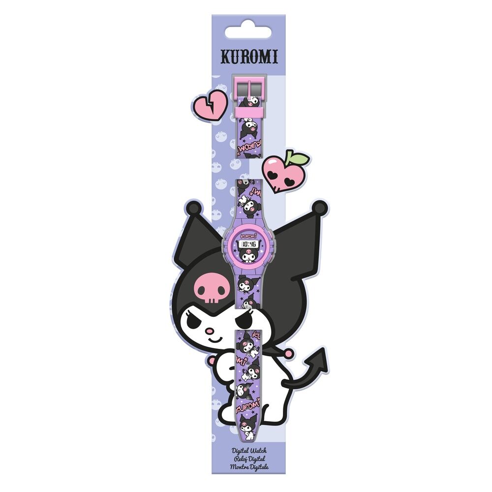 Montre digitale Hello Kitty Kuromi pour enfants avec bracelet rose et cadran numérique