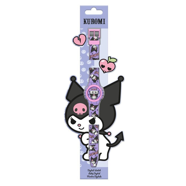 Montre digitale Hello Kitty Kuromi pour enfants avec bracelet rose et cadran numérique