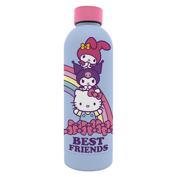 Gourde en acier inoxydable Hello Kitty et Friends 800ml avec design coloré et bouchon sécurisé, idéale pour enfants.