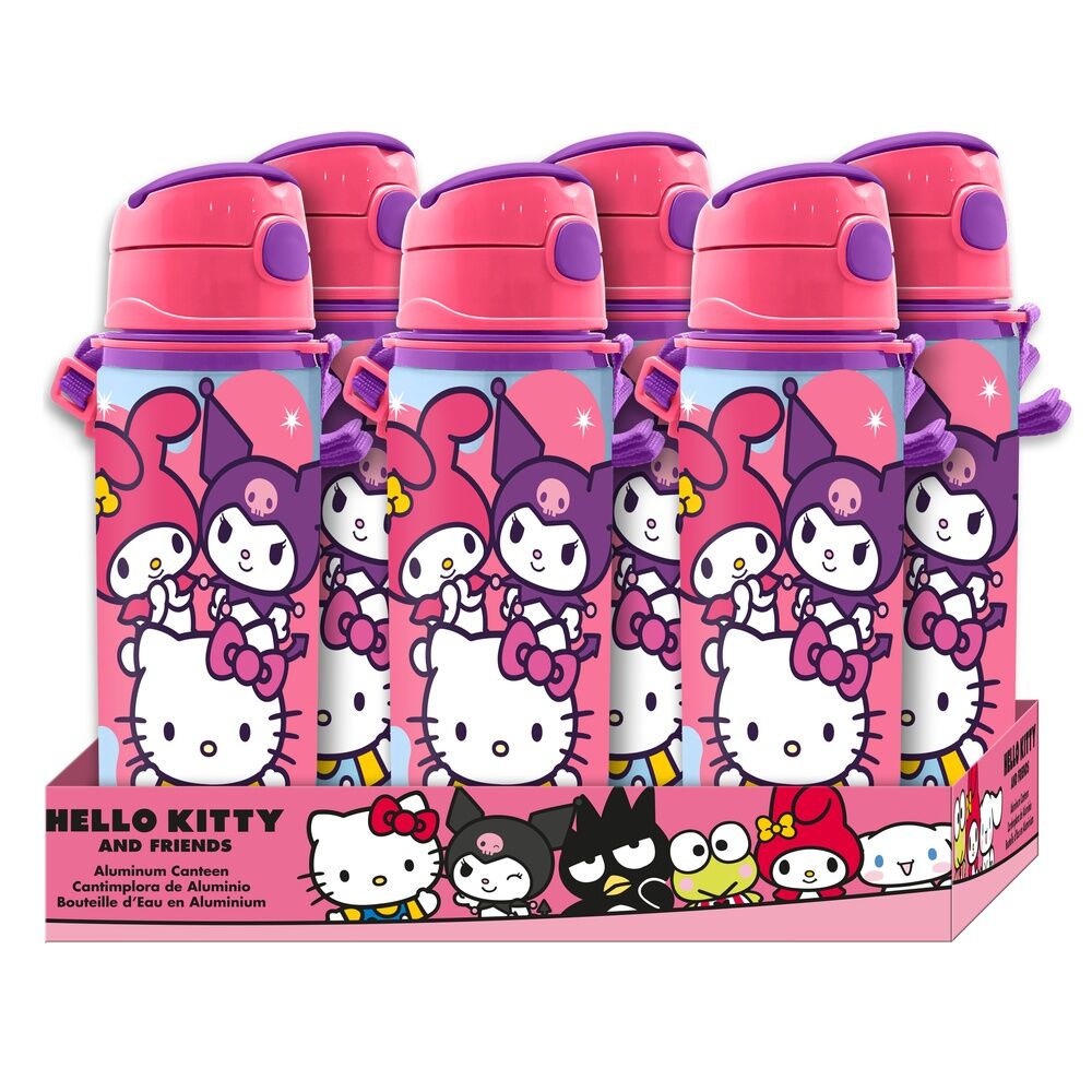 Gourde aluminium Hello Kitty and Friends 600ml avec un design coloré et personnages pour enfants