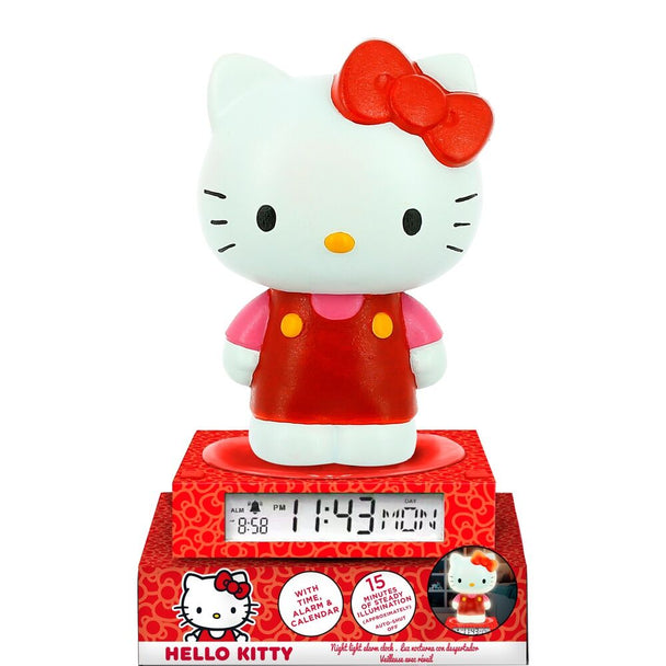 Lampe 3D Hello Kitty avec réveil affichant un design lumineux et coloré, vue de face