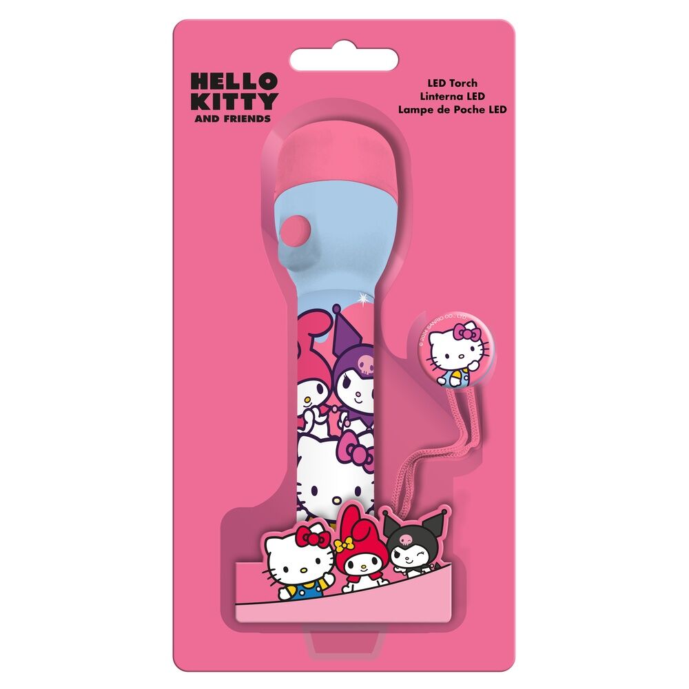 Lampe torche LED Kitty and Friends vue de face avec design coloré et dimensions compactes 4x16x4cm