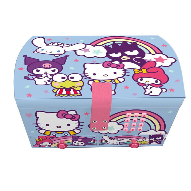 Coffret secret Hello Kitty and Friends fermé avec design coloré et dimensions 20x18x14 cm
