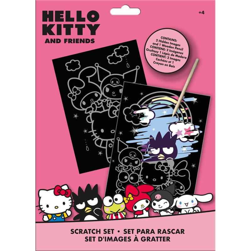 Set de papeterie Hello Kitty et ses amis avec crayons et accessoires sur fond blanc