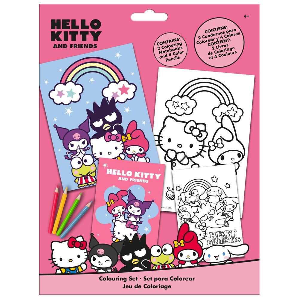 Set de coloriage Hello Kitty et ses amis avec plusieurs pages à colorier au format 22,5x29,5cm